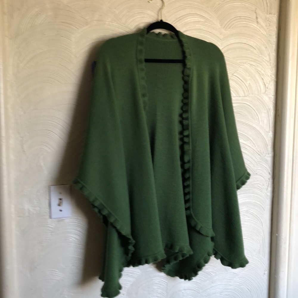 Green one size baby alpaca shawl